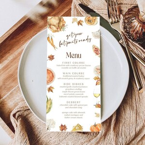 Thanksgiving Dinner Menu Template Funny Get Your Fat Pants Ready Thanksgiving Menu Printable Fall Menu Card, Editable Fall Dinner Menu