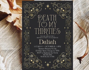 Editable Death To My Thirties 40th Birthday Party Invitation RIP To My 30s Party Gothic Halloween 40th Birthday Invite Instant Download H2