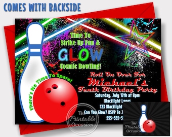 bowling invitations etsy