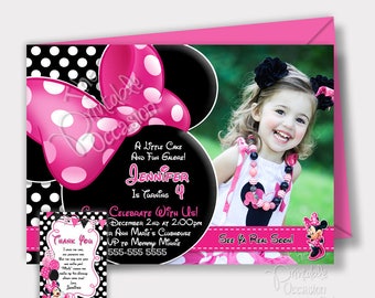 minnie mouse birthday invitation etsy
