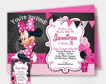 minnie mouse birthday invitation etsy
