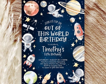 Outer Space Invitation Template Editable Out Of This World Space Birthday Invitation Printable Blast Off Download Digital Invitation SP1