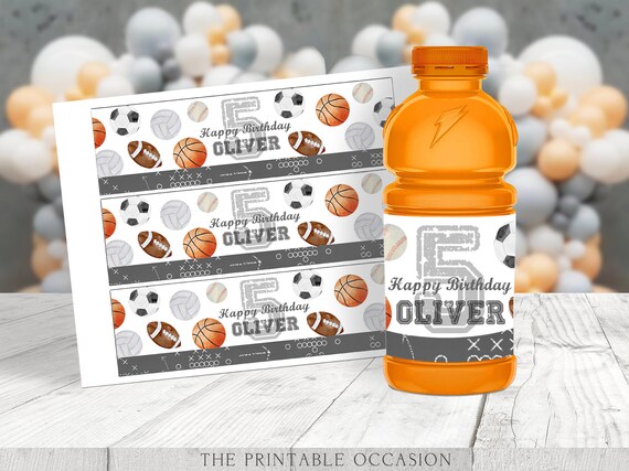 Sports Drink Bottle Labels, Sports Drink Bottle Wrappers, Sports Birthday Party Decorations, Sports Bottle Wrappers Editable Printable AS1