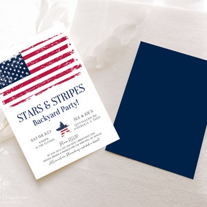 EDITABLE 4th of July Invitation Template, Printable Fourth of July Invitation, American Flag BBQ Invitation Evite Instant Distressed Flag P1 image 4