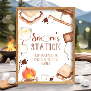 Editable Smores Custom Sign Template Printable Smores Station Sign Smore Bar Sign Smores Party Decor Smores Birthday Party Camping Canva SM3