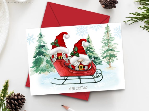 Santa Gnome Christmas Greeting Cards Santa Gnome Holiday   Etsy 日本