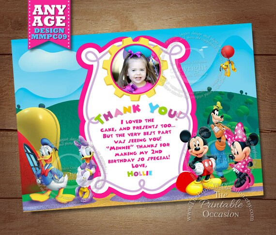 Minnie Mouse Clubhouse Thank You Card, Clubhouse Thank You Card, Mickey and Friends Thank You Card, Printable Thank You, Clubhouse Minnie Il_570xn