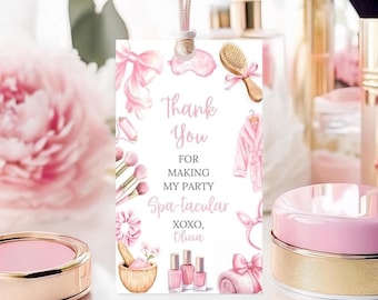 Spa Party Thank You Gift Tag Spa Girls Favor Tag Tween Birthday Spa Party Thank You Favor Gift Tag Pamper Party Editable Canva Template SP3