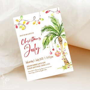 Editable Palm Tree Christmas Invitation Printable Christmas In July Invitation Tropical Christmas Party Invite Palm Tree Holiday Invite