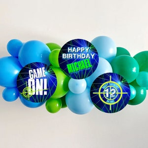 EDITABLE Laser Tag 20&quot; Round Signs, Laser Tag Birthday Party Sign Templates Printable Laser Tag Signs Instant Download Gamer Party LT1