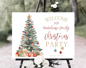 Christmas Welcome Sign, Welcome Poster, Printable Welcome Sign, 5 Sizes, Welcome sign, Holiday Welcome Sign, Christmas Tree Party Sign T2C