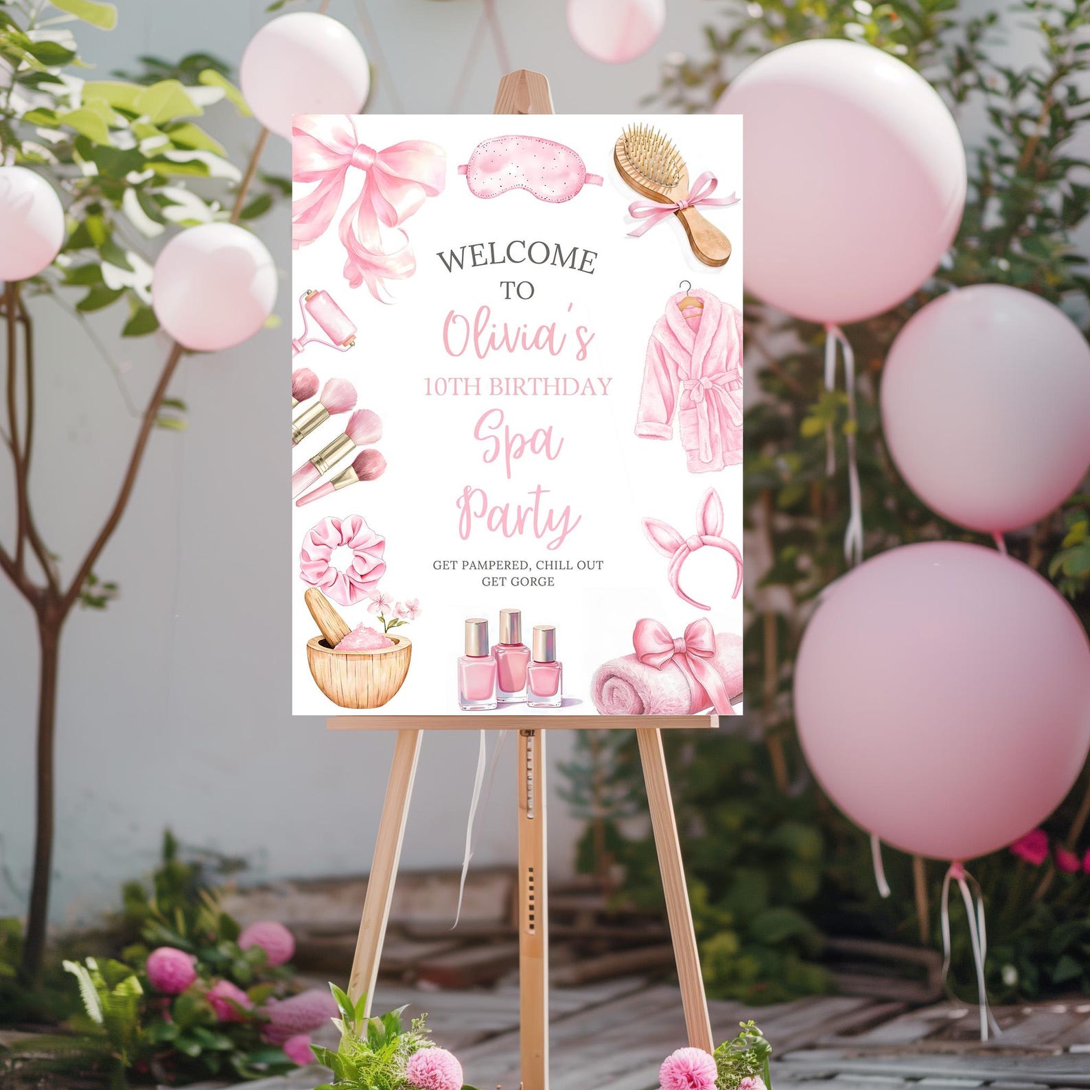 Editable Spa Party Welcome Sign Pink Pamper Birthday Poster for Girls ...
