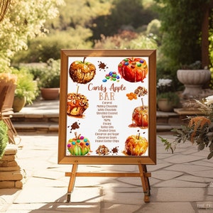Editable Caramel Apple Bar Menu Sign Candy Apple Bar Sign Caramel Apple Menu Sign Candy Apple Station Birthday Party Baby Shower Bonfire