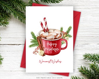 Hot Chocolate Christmas Greeting Cards, Hot Cocoa Christmas Greeting Cards Hot Chocolate Holiday Greeting Cards Hot Cocoa INSTANT DOWNLOAD