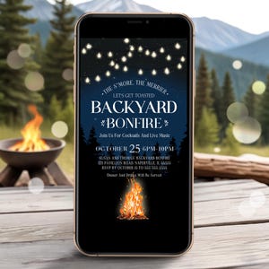 Bonfire Birthday Invitation Bonfire Birthday Evite Summer Bonfire Invitation Bonfire Party Invite Editable Fall Party Invitation BF1