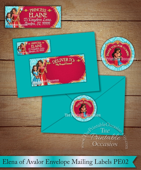 elena of avalor address labels and envelope seal princess elena