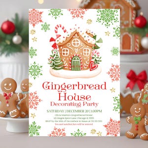 EDITABLE Gingerbread House Decorating Party Invitation Gingerbread Cookie Decorating Party Holiday Cookie Instant Download Printable GN1