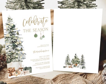 Celebrate the Season Holiday Party Invitation Christmas Tree Invitation Template Christmas Dinner Invite Instant Download Printable T2D