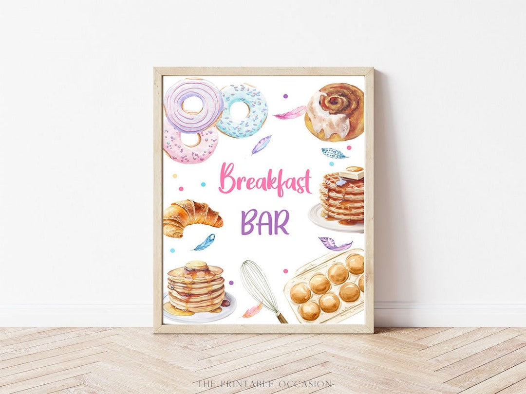 Breakfast Bar Sign Sleepover Birthday Sign Slumber Party Decor Teen Birthday Movie Night
