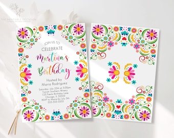 Girl Fiesta Birthday Invitation Template Mexican Fiesta Birthday Party Invite Editable Printable Digital Invitation Instant Download FE1