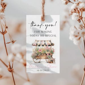 Off the Market Bridal Shower Favor Tag Floral Bridal Shower Favor Tag Farmer&#39;s Market Tag Off the Market Flower Shop Favor Tag Canva FC1