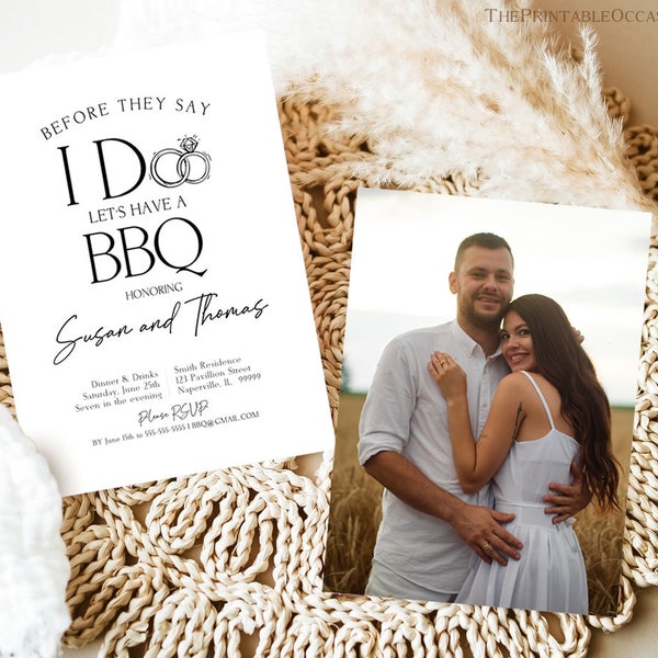 I Do BBQ Invitation Template Couples Shower, Engagement Invitations, Minimalist Printable I Do BBQ Editable Invitation, Instant Download