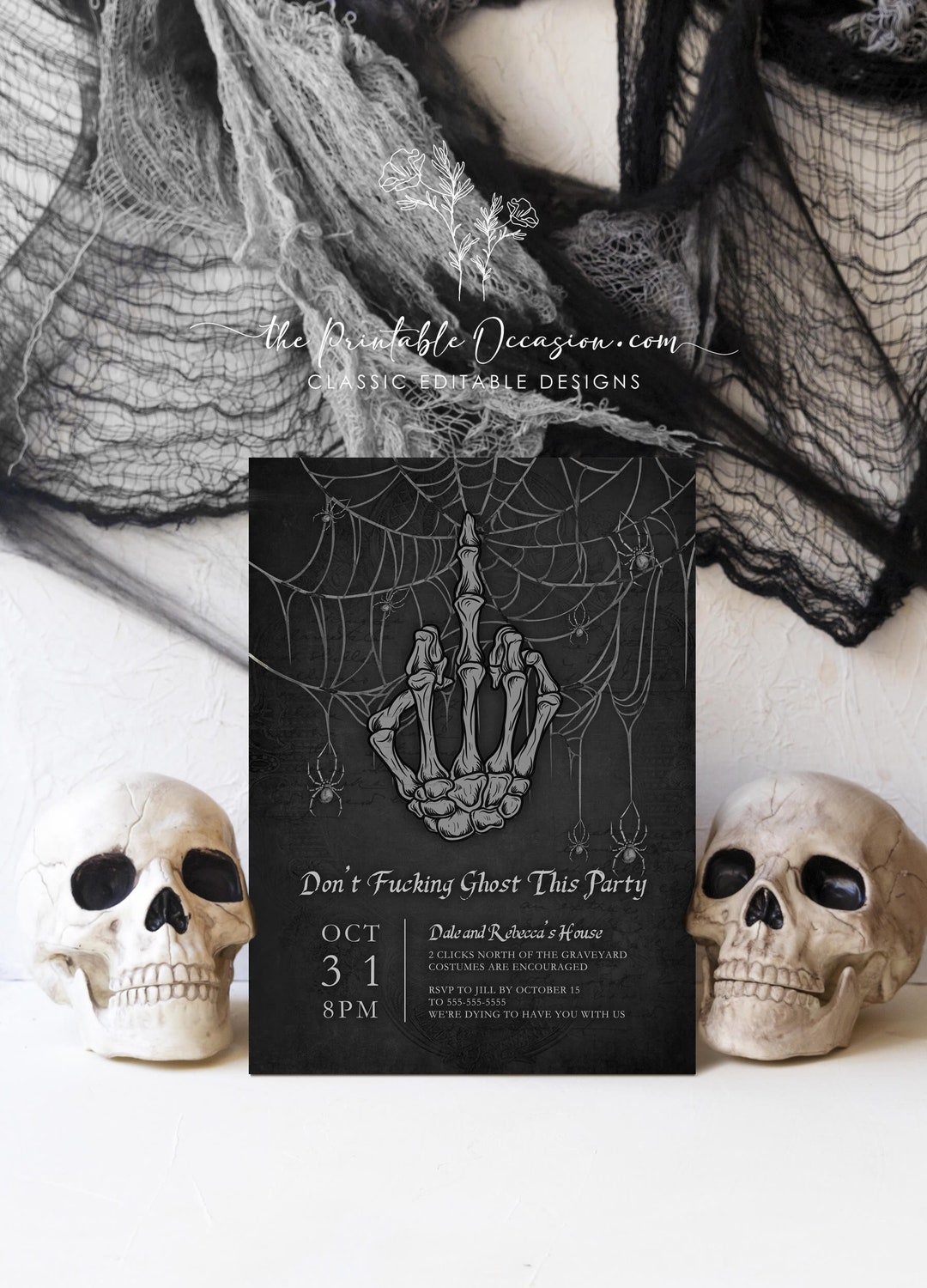 EDITABLE Halloween Invitation Template Vintage Halloween Party editable-halloween-invitation-template-vintage-halloween-party