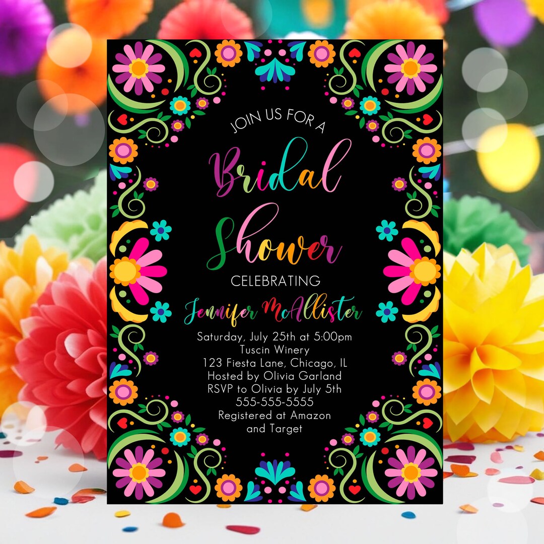 Fiesta Bridal Shower Invitation, Editable Mexico Couples Wedding Shower ...