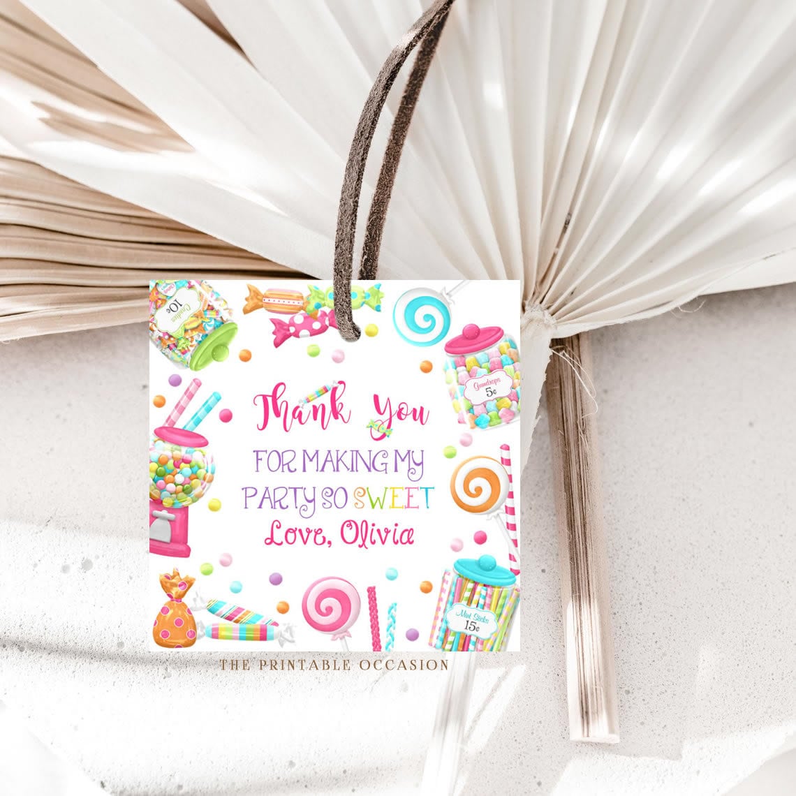 Printable Sweet Shoppe Candy Birthday Gift Tags Editable Favor Tag ...