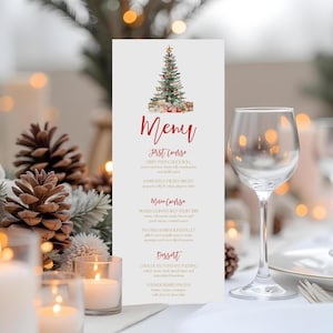 Christmas Tree Menu Card Template Red Gold Holiday Card Christmas Tree Menu Instant Download Printable Menu Christmas Menu Card Corjl T2C