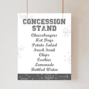 Concession Stand Sign Sports Concession Menu Baseball Birthday Party Football Tailgate Snack Bar Menu Editable Printable Canva Template AS1