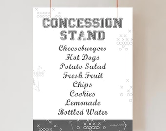 Concession Stand Sign Sports Concession Menu Baseball Birthday Party Football Tailgate Snack Bar Menu Editable Printable Canva Template AS1