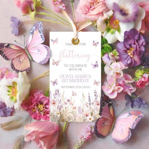 Butterfly Favor Tag Pink Purple Butterfly Birthday Thank You Tag Editable Gift Tag Printable Gift Tag Butterfly Birthday Favor Tag Canva FP2