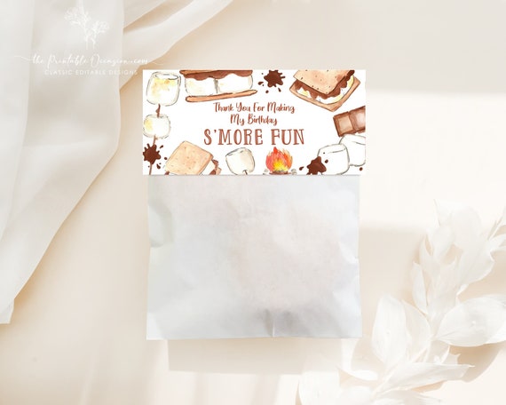 EDITABLE Smores Bag Toppers Template Smores Treat Bag Topper Smores Favor Bag Toppers Printable Smores Birthday Baby Shower Bag Toppers SM Il_570xn