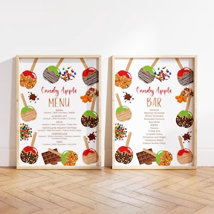 Caramel Apple Bar Menu Sign Editable Candy Apple Bar Sign Fall Caramel Apple Station Printable Menu Canva Template Digital Download CA3