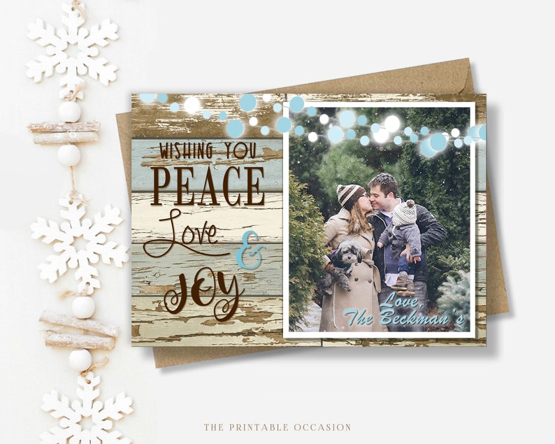 EDITABLE Rustic Christmas Photo Card, Country Rustic Christmas Card, Country Christmas Card, Printable Rustic Wood Printable Christmas Card image 3