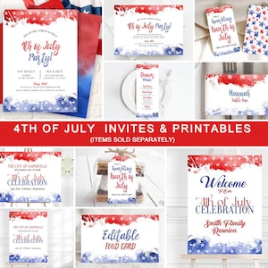 EDITABLE 4th of July Invitation Template, Printable Fourth of July Invitation, American Flag BBQ Invitation Evite Instant Distressed Flag P1 image 9
