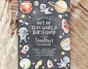 Outer Space Invitation Template Editable Out Of This World Space Birthday Invitation Printable Blast Off Download Digital Invitation SP2