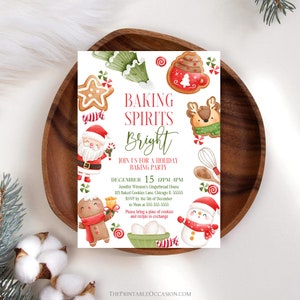 Baking Spirits Bright Invitation Editable Cookie Decorating Party Invite Baking Spirits Bright Cookie Decorating Invitation Christmas GN1 image 2