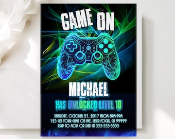 Video Game Birthday Invitation Arcade Birthday Invitation Gamer Birthday Invitation Gaming Party Invite Game On EDITABLE Instant Digital V1