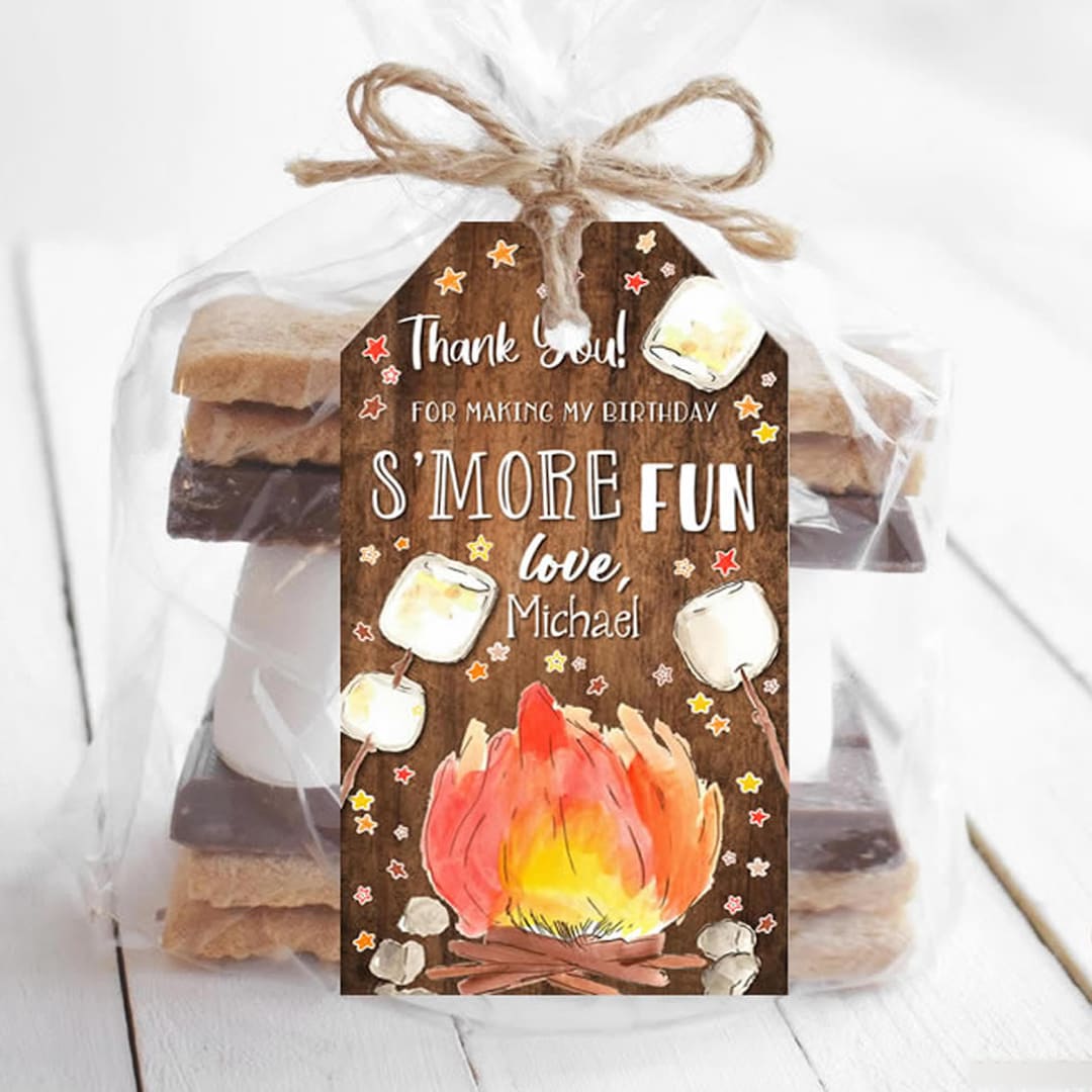 Smores Thank You Tags Editable Rustic Favor Tags Smore Fun Printable ...