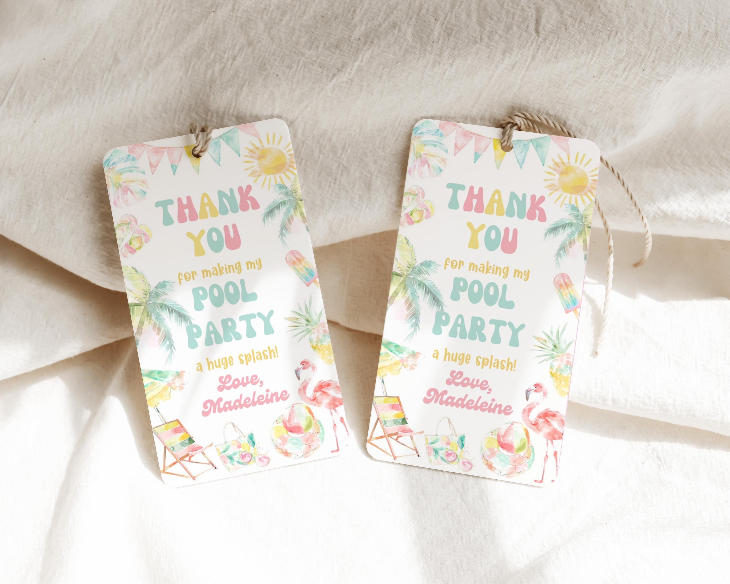 Editable Pool Party Favor Tag Template Summer Party Thank You Tags ...