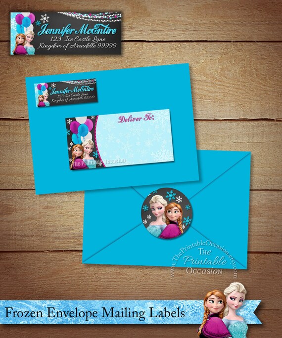 Frozen Address Labels and Envelope Seal, Frozen Return Address Label, DIY Printable Envelope Mailing Labels, Frozen Mailing Envelope Labels Il_570xn