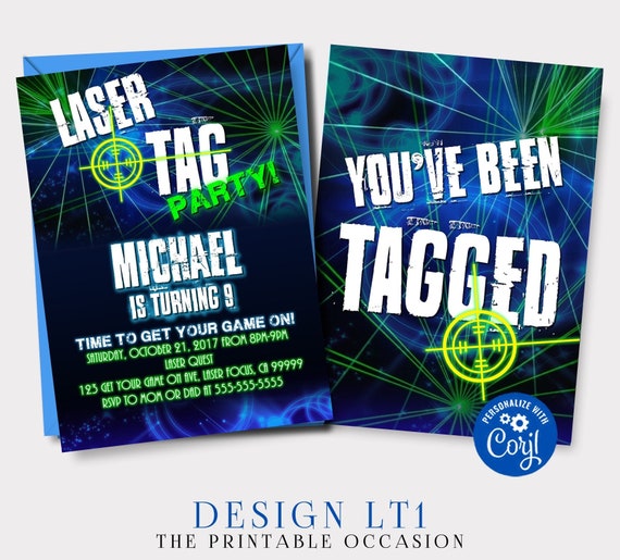 EDITABLE Laser Tag Invitation Neon Laser Tag Birthday Invitation Glow Laser Tag Birthday Party Neon Glow Laser Party Instant Download Corjl Il_570xn
