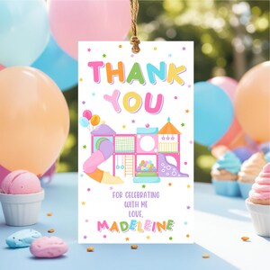 Editable Girl&#39;s Playground Favor Tag, Playground Favor Tag, Soft Play Playground Thank You Tag Playground Park Birthday Instant Download PL3