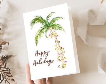 Tropical Christmas Card, Christmas Card, Cute Holiday Card, Christmas Party, Instant Download, Printable Tropical Holiday Greeting Card TC1