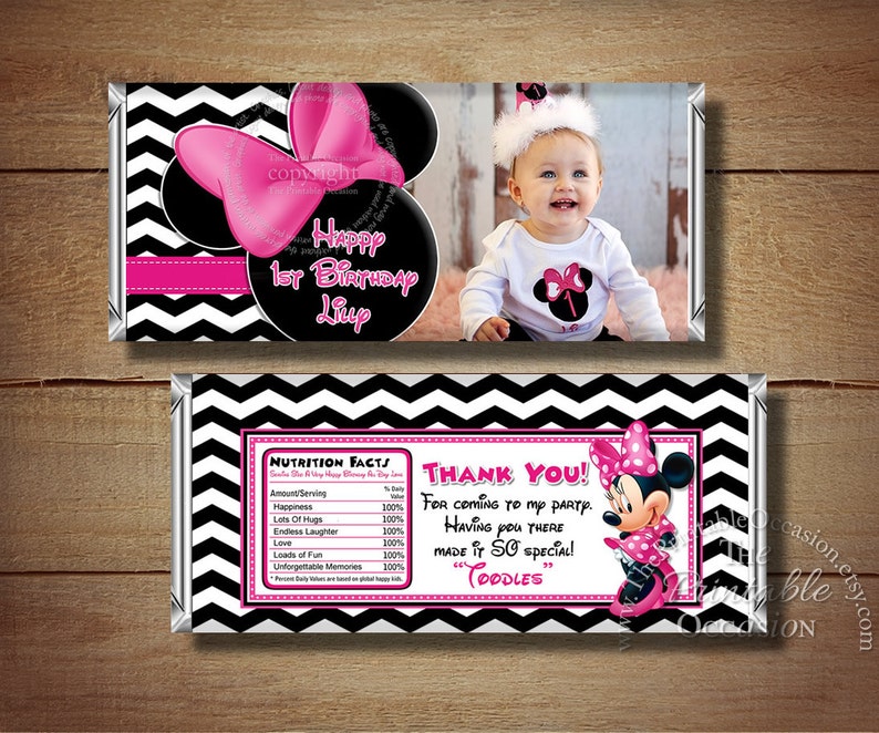Printable Minnie Mouse Candy Bar Wrapper Happy Birthday | Etsy