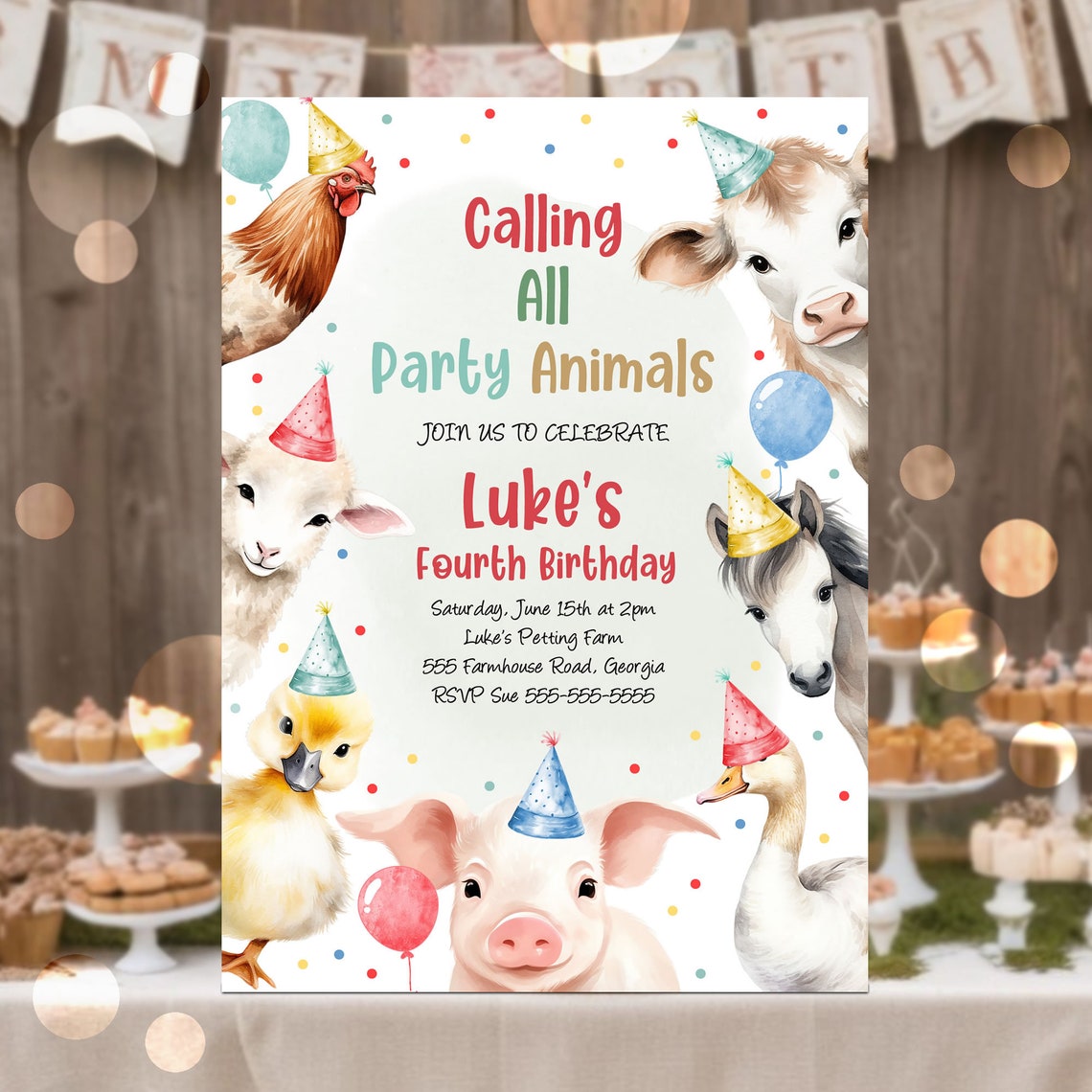 Editable Farm Animals Birthday Invitation Boy's Farm Barnyard First ...