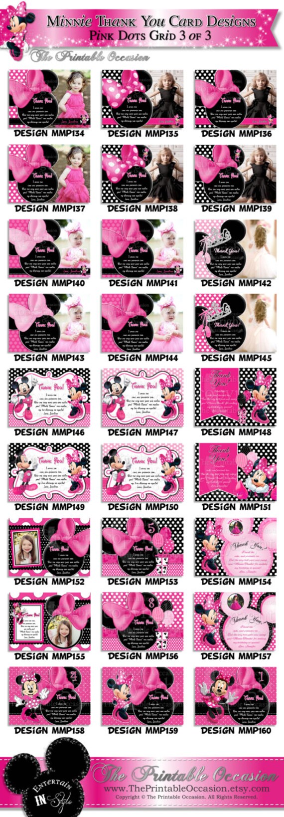 Minnie Mouse THANK YOU CARD, Light Pink Polka Dot Minnie Thank You Card Note, Minnie Mouse Printable Thank You, Pink Dotted Thank You Il_570xn