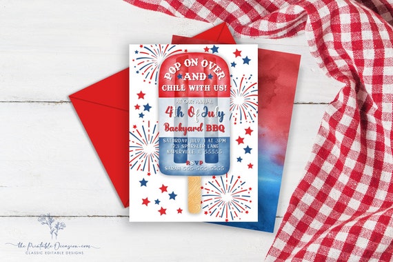 EDITABLE 4th of July Party Invitation Template, Printable Fourth of July BBQ Invitation, BBQ Invitation Evite Instant Download Corjl P1 Il_570xn